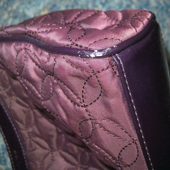Vintage Vera Bradley Quilted Nylon Handbag Shoulder Bag & Wallet Set Purple Wine - Picture 6 of 6